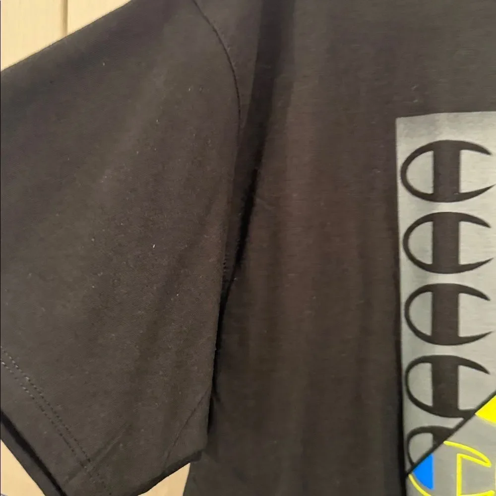 Champion Black Tee with Yellow and Blue Graphic - Picture 3 of 7